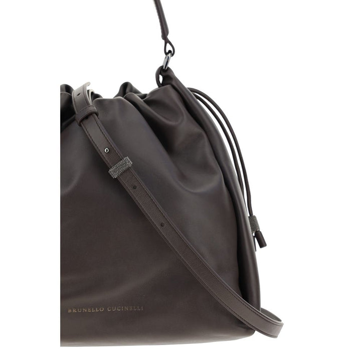 Brunello Cucinelli - Brown Calf Leather Bos Taurus Shoulder Bag