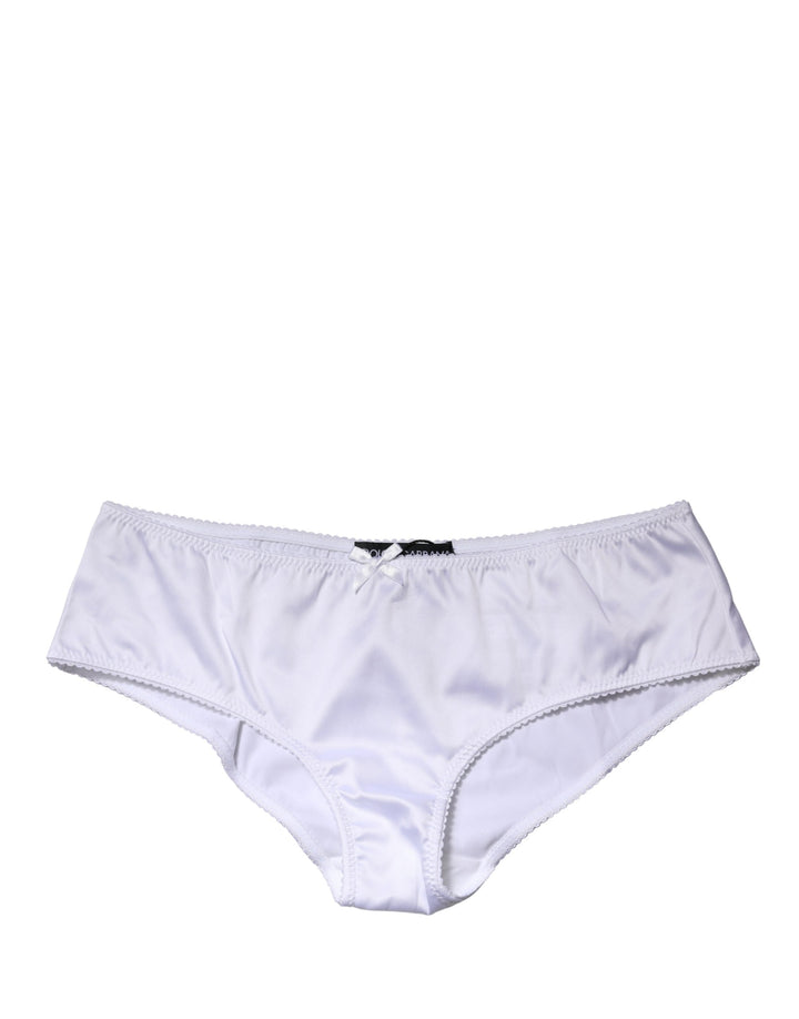Dolce &amp; Gabbana White Silk Stretch Mid Waist Brief Panty Underwear