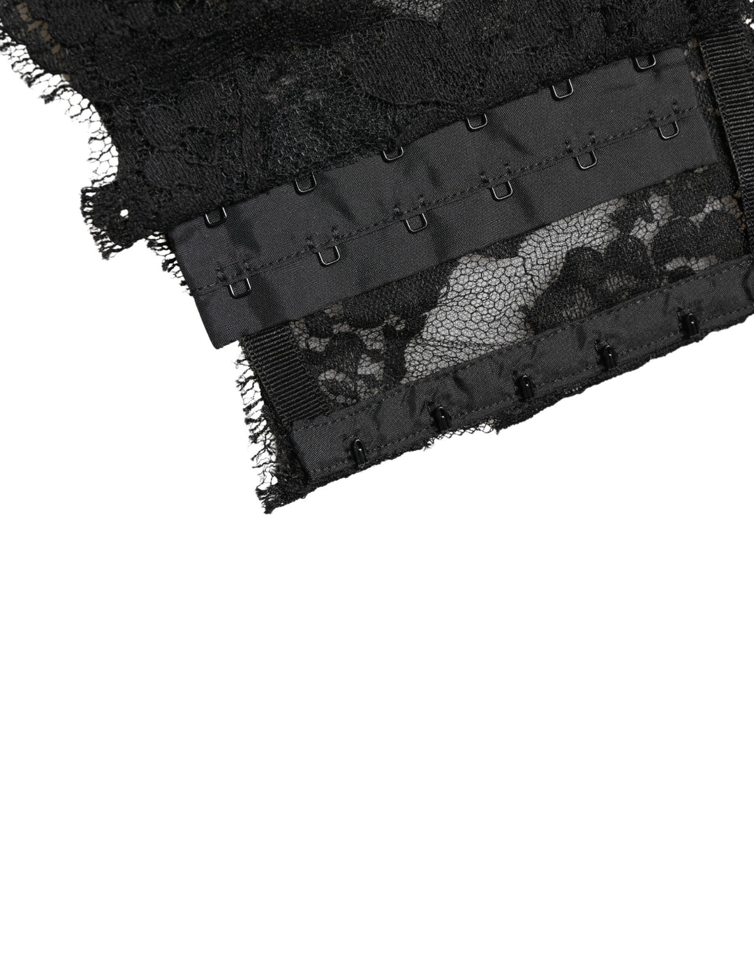 Dolce &amp; Gabbana Black Lace Bandeau Bra Tube Top Underwear