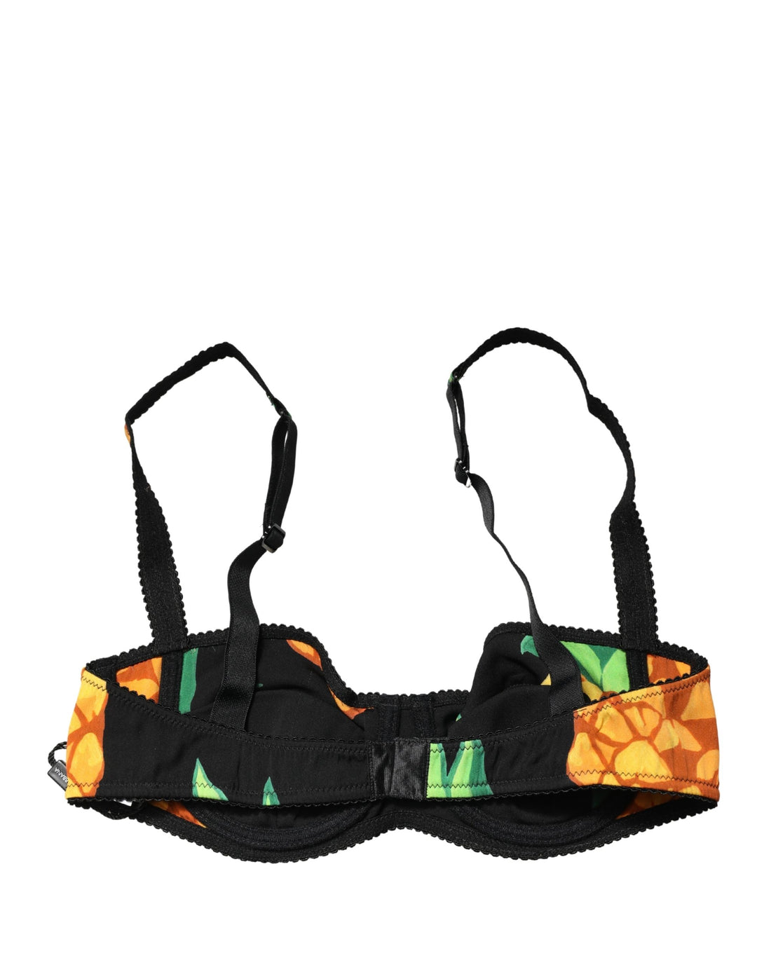 Dolce &amp; Gabbana Black Pineapple Silk Balconette Bra Underwear