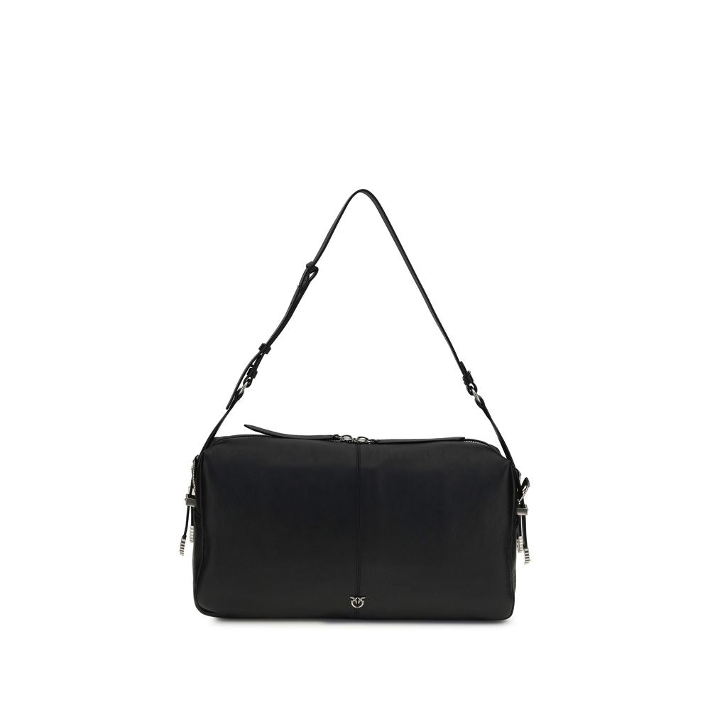 PINKO - Black Calf Leather Bos Taurus Shoulder Bag