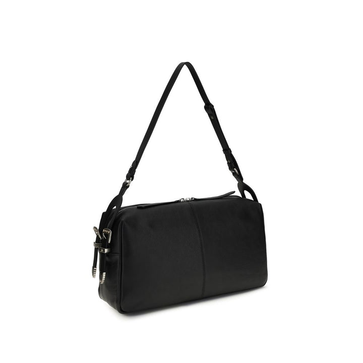 PINKO - Black Calf Leather Bos Taurus Shoulder Bag