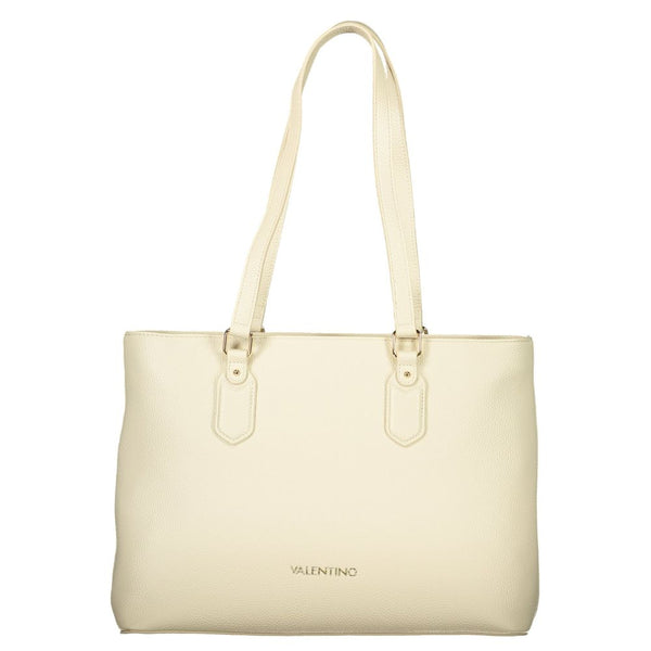 Mario Valentino - Beige Polyurethane Women’s Shoulder Bag with Internal Pocket
