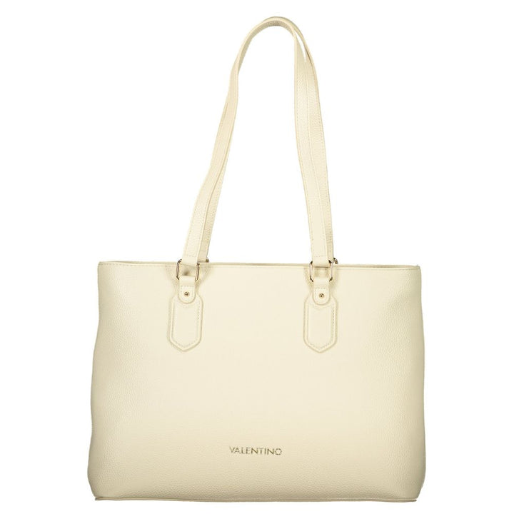 Mario Valentino - Beige Polyurethane Women’s Shoulder Bag with Internal Pocket