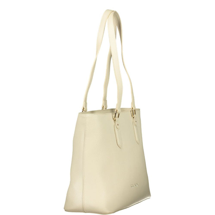 Mario Valentino - Beige Polyurethane Women’s Shoulder Bag with Internal Pocket