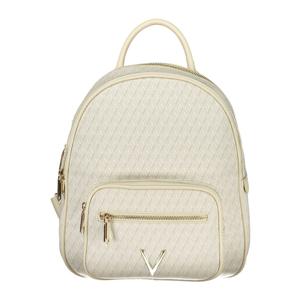 Mario Valentino - Beige Polyurethane Women’s Backpack with Adjustable Straps