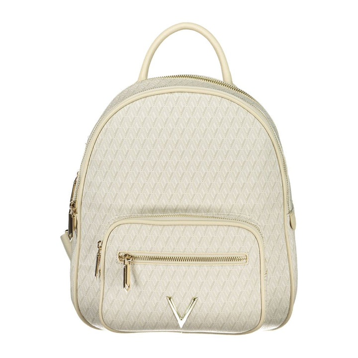 Mario Valentino - Beige Polyurethane Women’s Backpack with Adjustable Straps