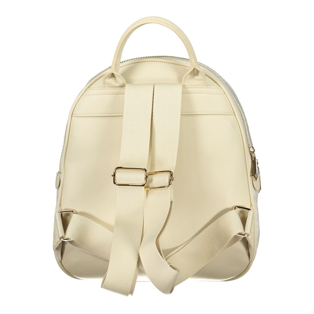 Mario Valentino - Beige Polyurethane Women’s Backpack with Adjustable Straps
