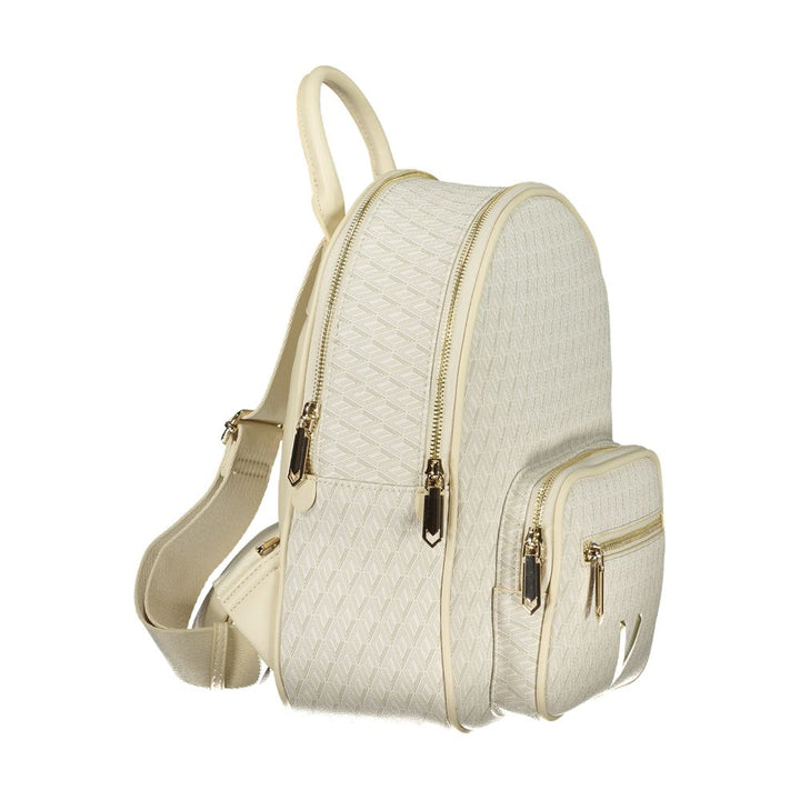 Mario Valentino - Beige Polyurethane Women’s Backpack with Adjustable Straps