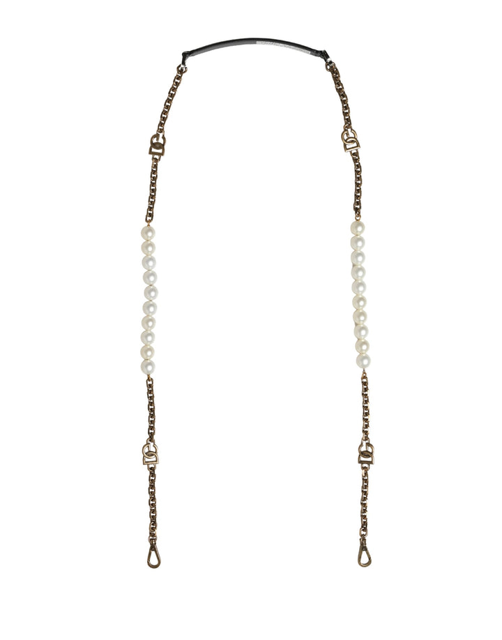 Dolce &amp; Gabbana Black Leather Gold Chain Bag Accessory Shoulder Strap