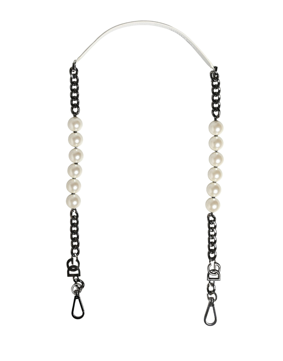 Dolce &amp; Gabbana White Leather Silver Chain Bag Accessory Shoulder Strap