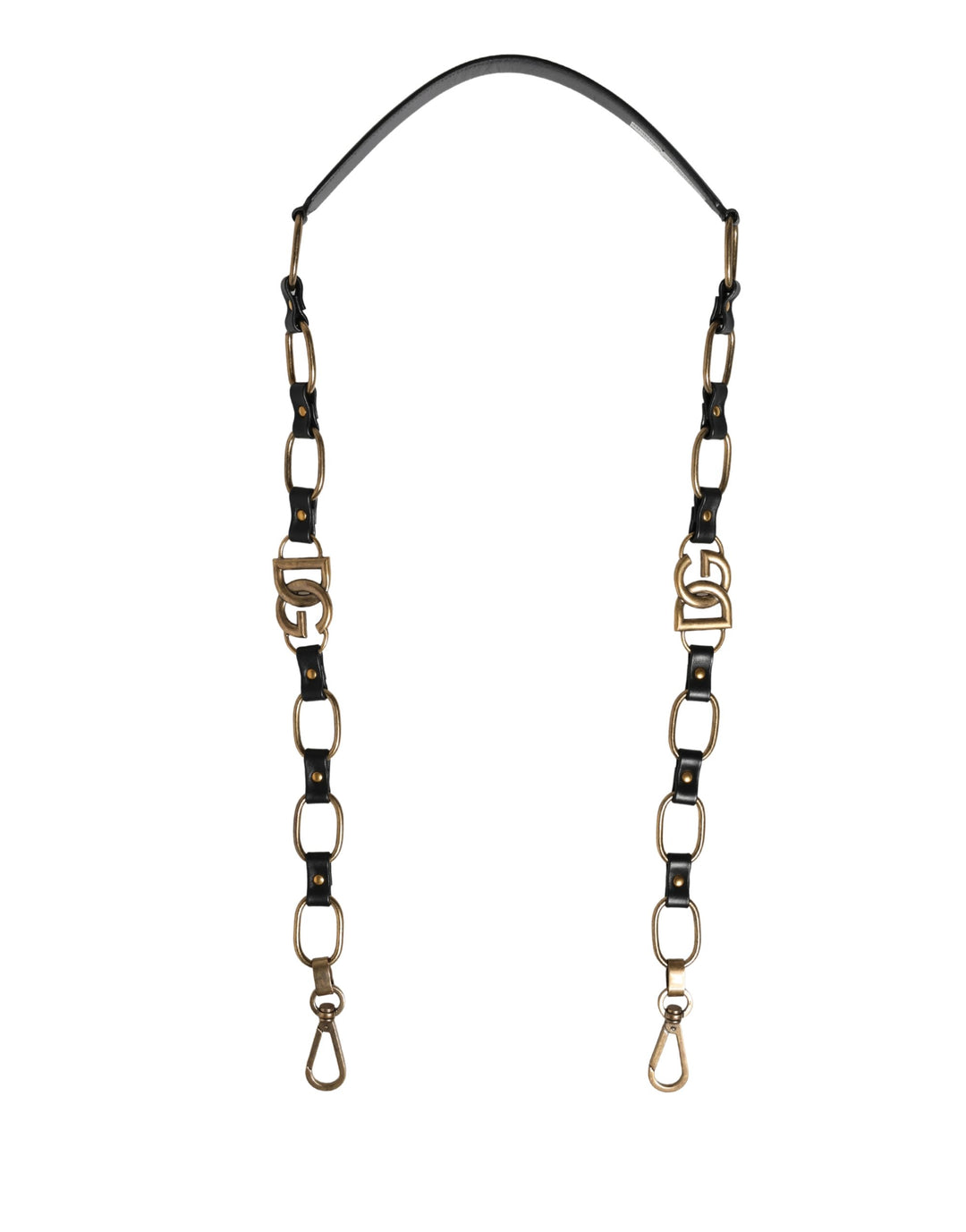 Dolce &amp; Gabbana Black Leather Gold Chain Bag Accessory Shoulder Strap