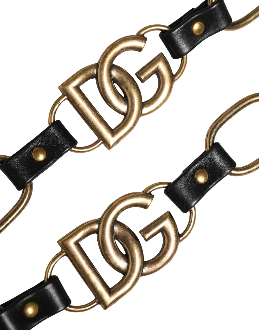 Dolce &amp; Gabbana Black Leather Gold Chain Bag Accessory Shoulder Strap
