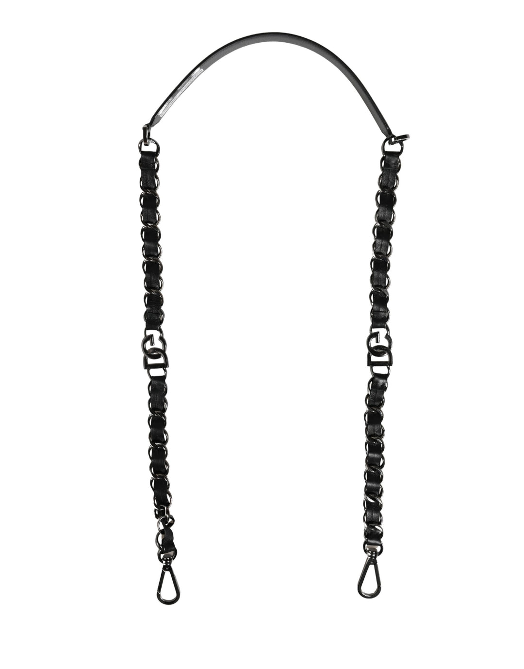Dolce &amp; Gabbana Black Leather Silver Chain Bag Accessory Shoulder Strap