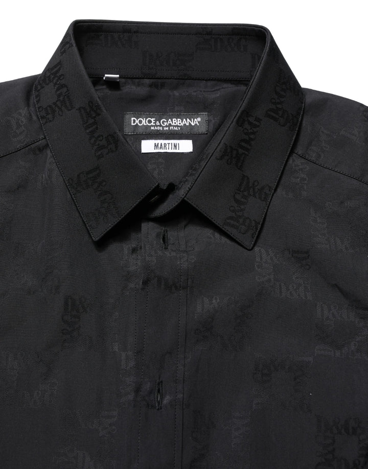 Dolce &amp; Gabbana Black MARTINI Cotton Slim Dress Formal Shirt