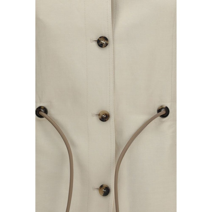 Max Mara Beige Linen Full-Length Jacket