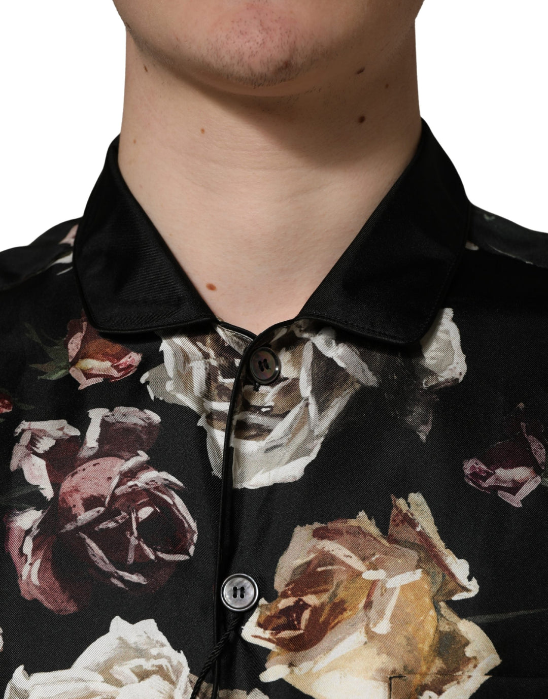 Dolce &amp; Gabbana Black Floral Print Long Sleeves Casual Shirt