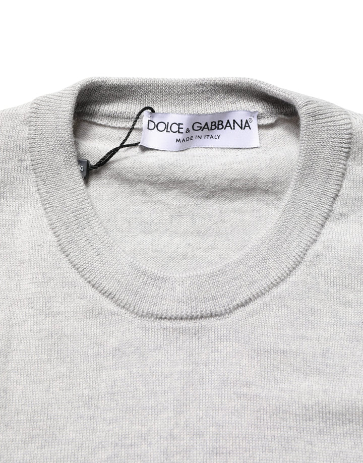 Dolce &amp; Gabbana Gray Long Sleeves Crew Neck Pullover Sweater