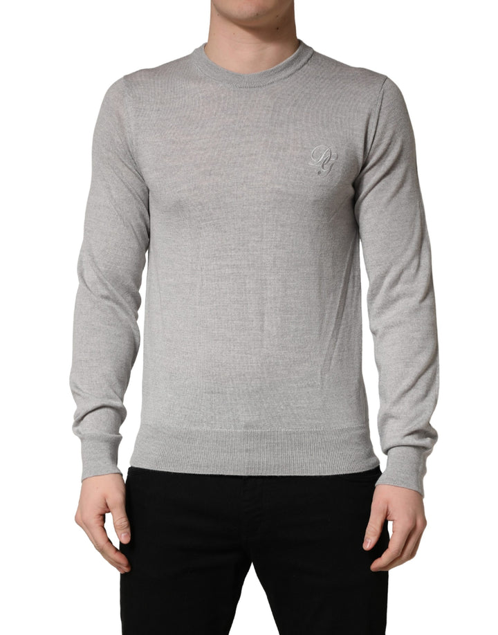 Dolce &amp; Gabbana Gray Long Sleeves Crew Neck Pullover Sweater