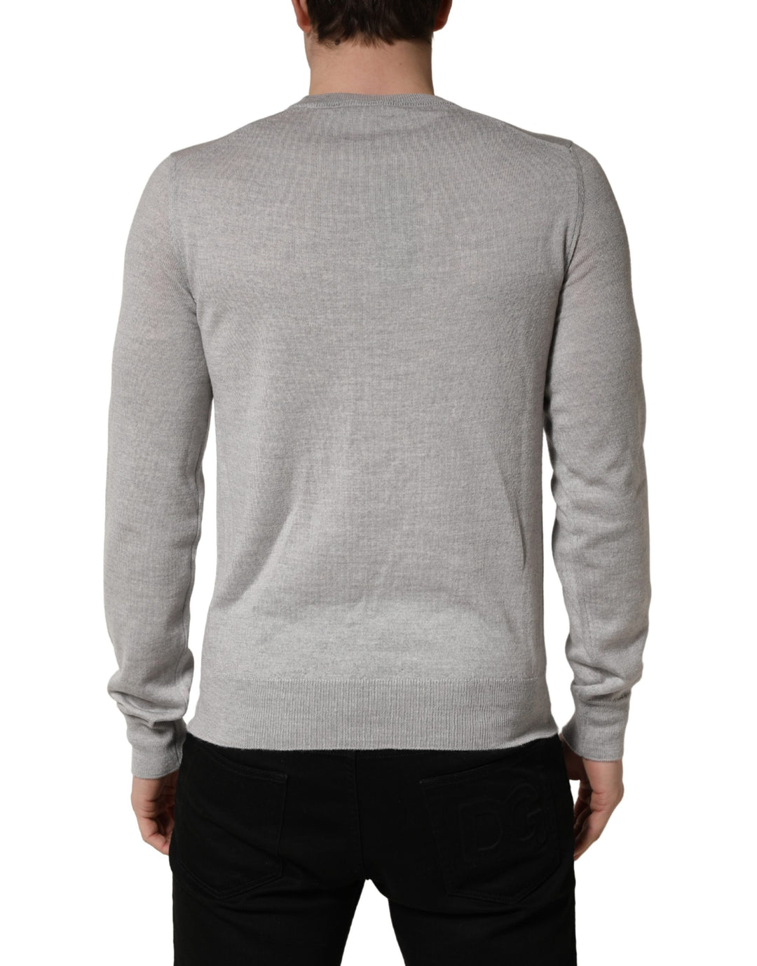 Dolce &amp; Gabbana Gray Long Sleeves Crew Neck Pullover Sweater