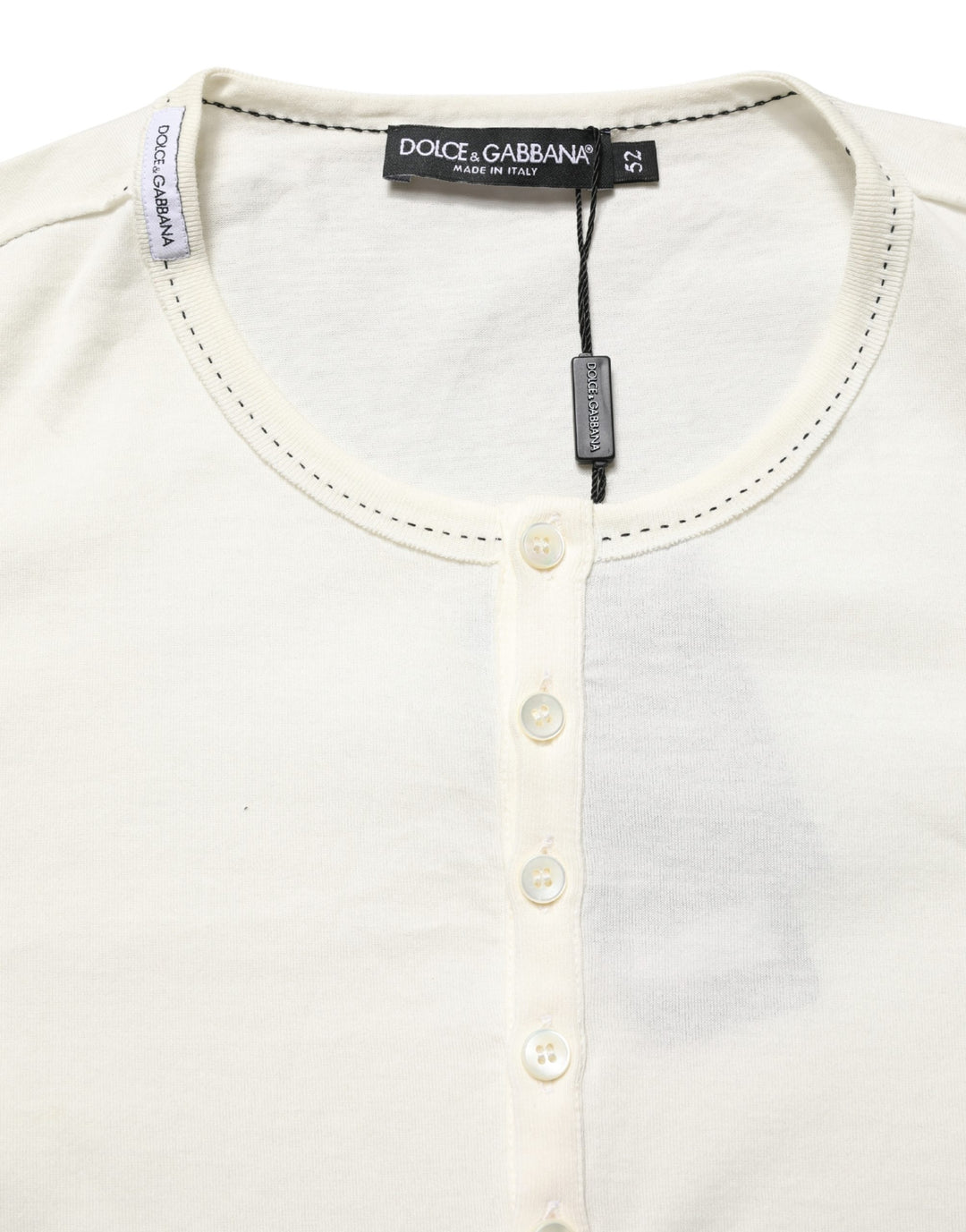 Dolce &amp; Gabbana White Long Sleeves Henley Pullover Sweater