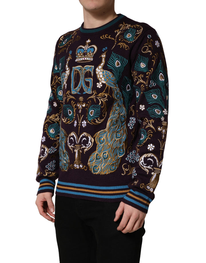Dolce &amp; Gabbana Bordeaux Cashmere Crown Embroidered Sweater