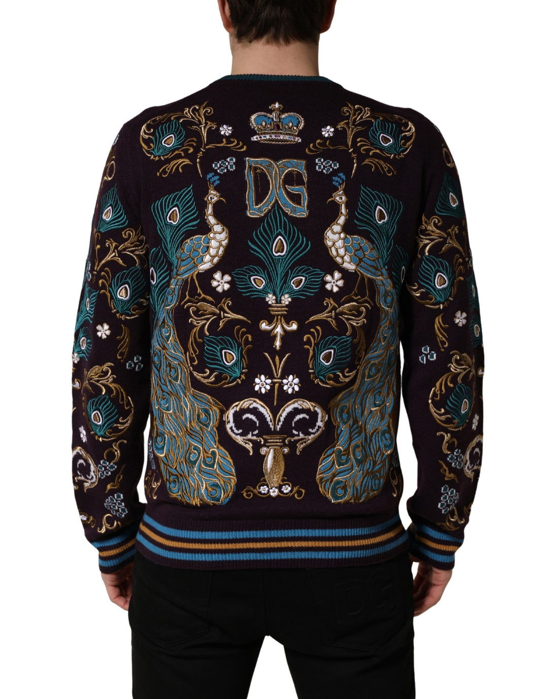 Dolce &amp; Gabbana Bordeaux Cashmere Crown Embroidered Sweater