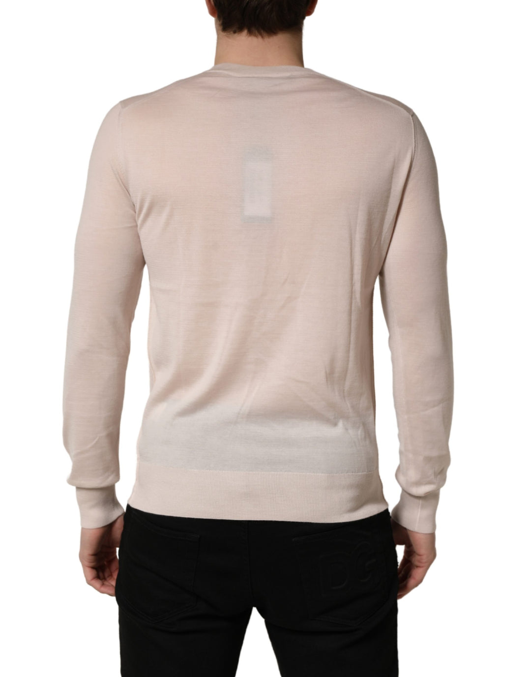 Dolce &amp; Gabbana Beige Cashmere V-neck Men Pullover Sweater