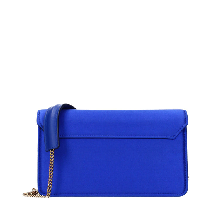 Roberto Cavalli Blue Satin Clutch Bag