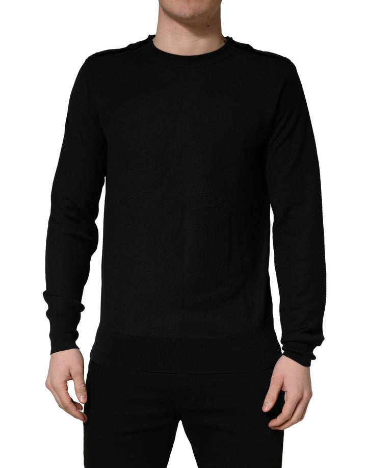 Dolce &amp; Gabbana Black Crew Neck Long Sleeve Pullover Sweater