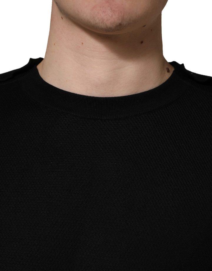 Dolce &amp; Gabbana Black Crew Neck Long Sleeve Pullover Sweater