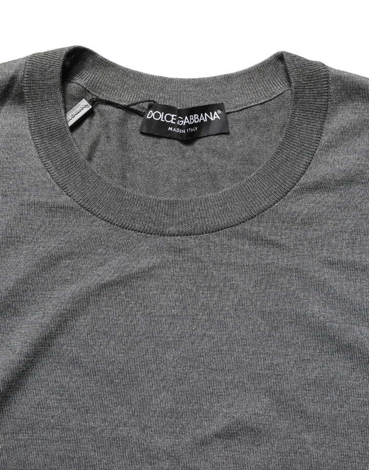 Dolce &amp; Gabbana Gray Long Sleeves Crew Neck Pullover Sweater