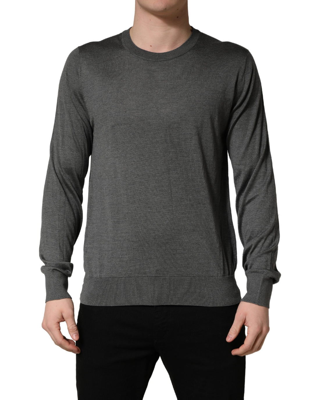 Dolce &amp; Gabbana Gray Long Sleeves Crew Neck Pullover Sweater