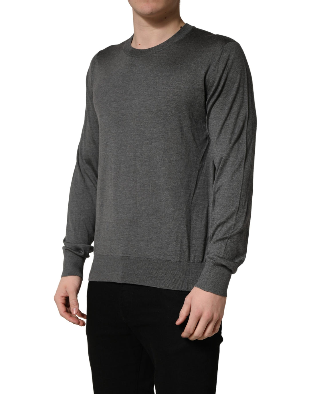 Dolce &amp; Gabbana Gray Long Sleeves Crew Neck Pullover Sweater