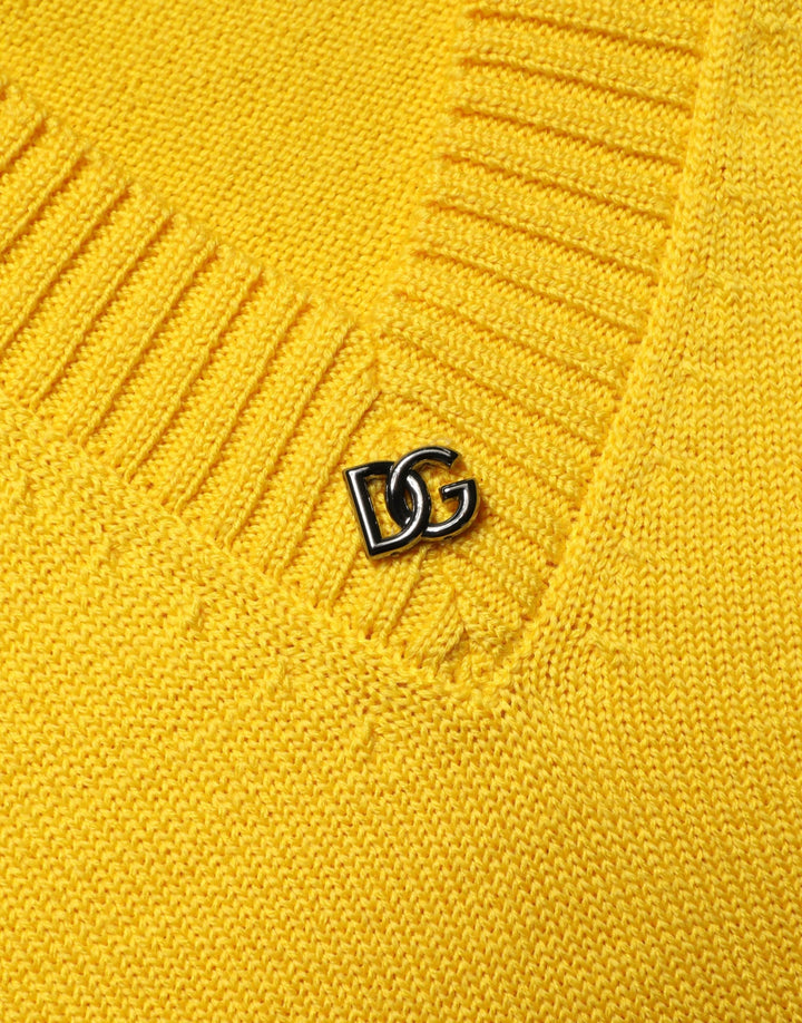 Dolce &amp; Gabbana Wool Knitted V-Neck Pullover Yellow
