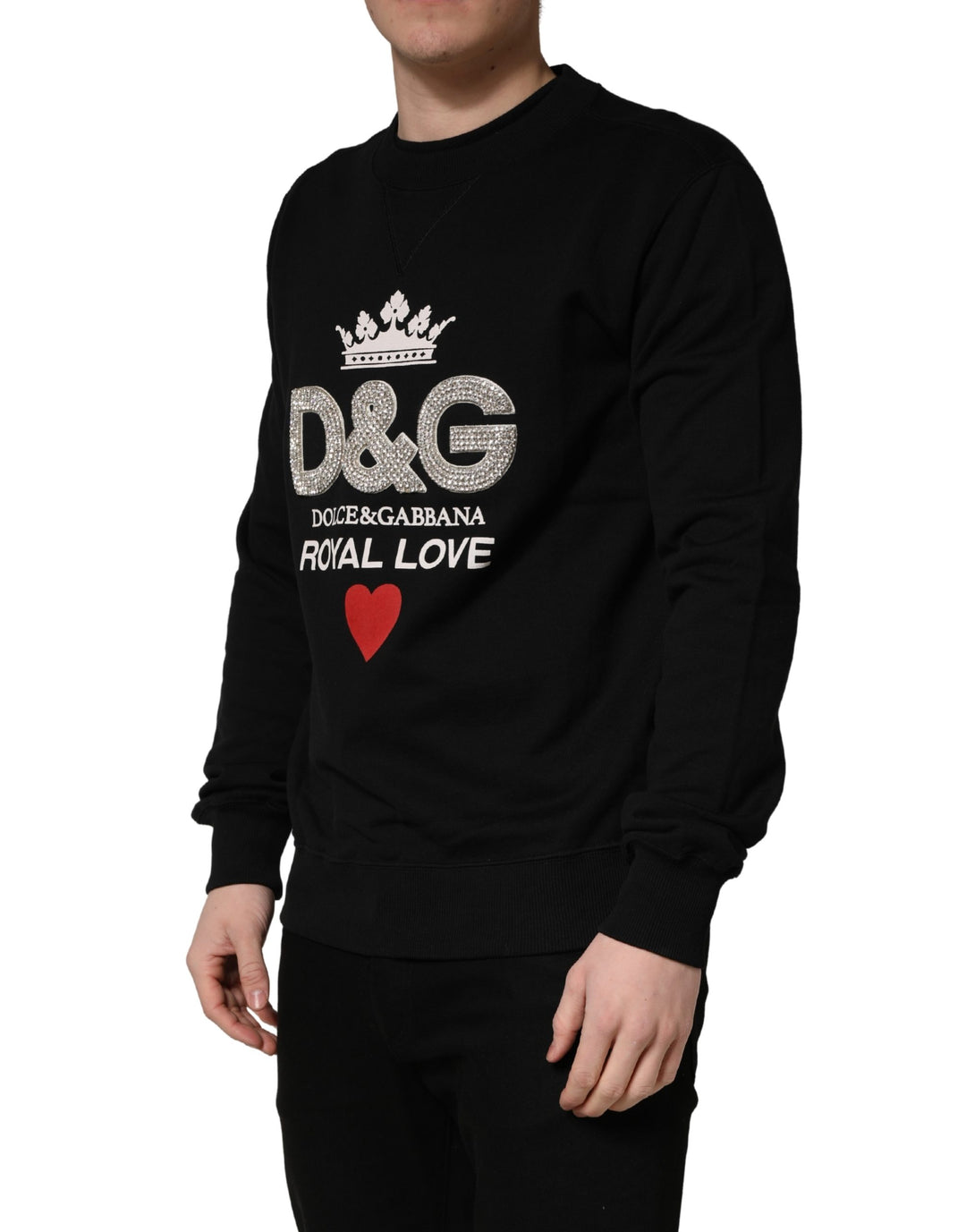 Dolce &amp; Gabbana Black Embellished Cotton Sweatshirt Sweater