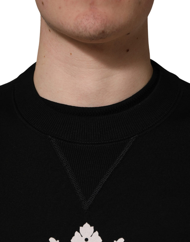 Dolce &amp; Gabbana Black Embellished Cotton Sweatshirt Sweater