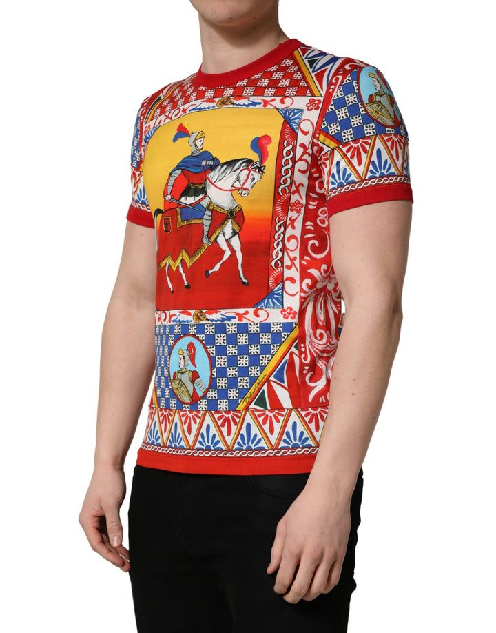 Dolce &amp; Gabbana Multicolor Carretto Print Crew Neck T-shirt