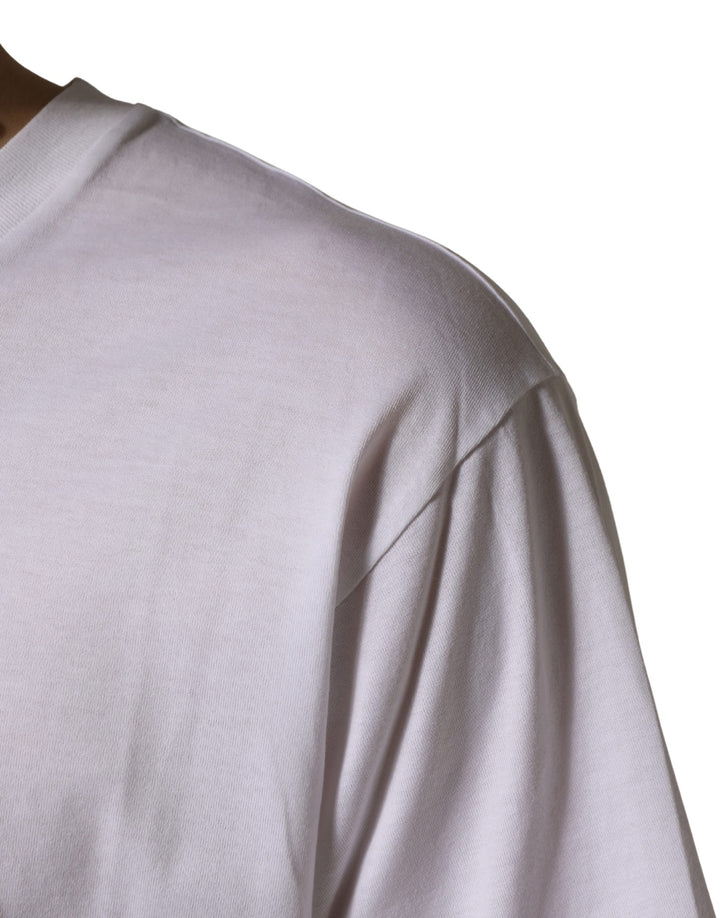 Dolce &amp; Gabbana White Oversized Cotton Men Crew Neck T-shirt