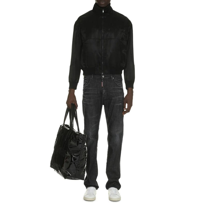 Saint Laurent Black Silk Bomber