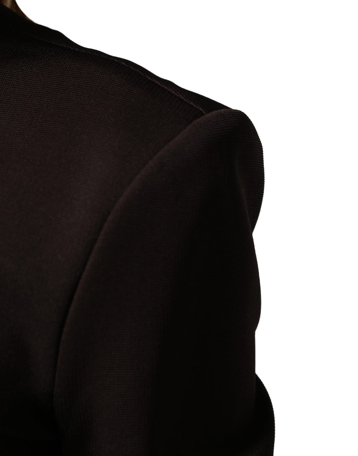Dolce &amp; Gabbana Brown Turtleneck Jersey Long Maxi Dress
