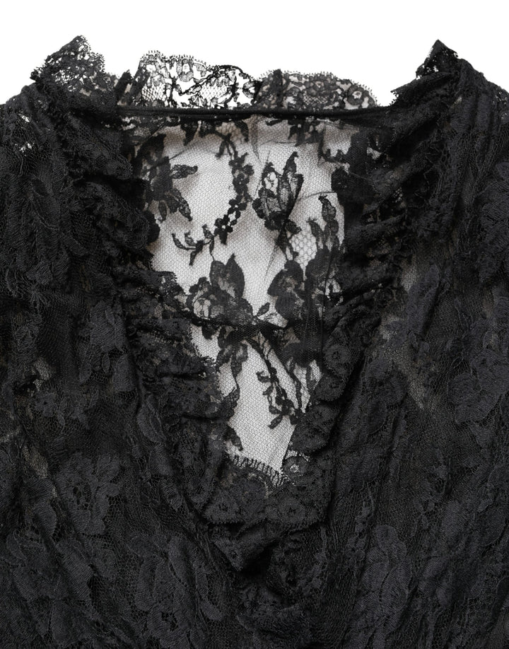 Dolce &amp; Gabbana Black Lace A-line Long Evening Gown Dress