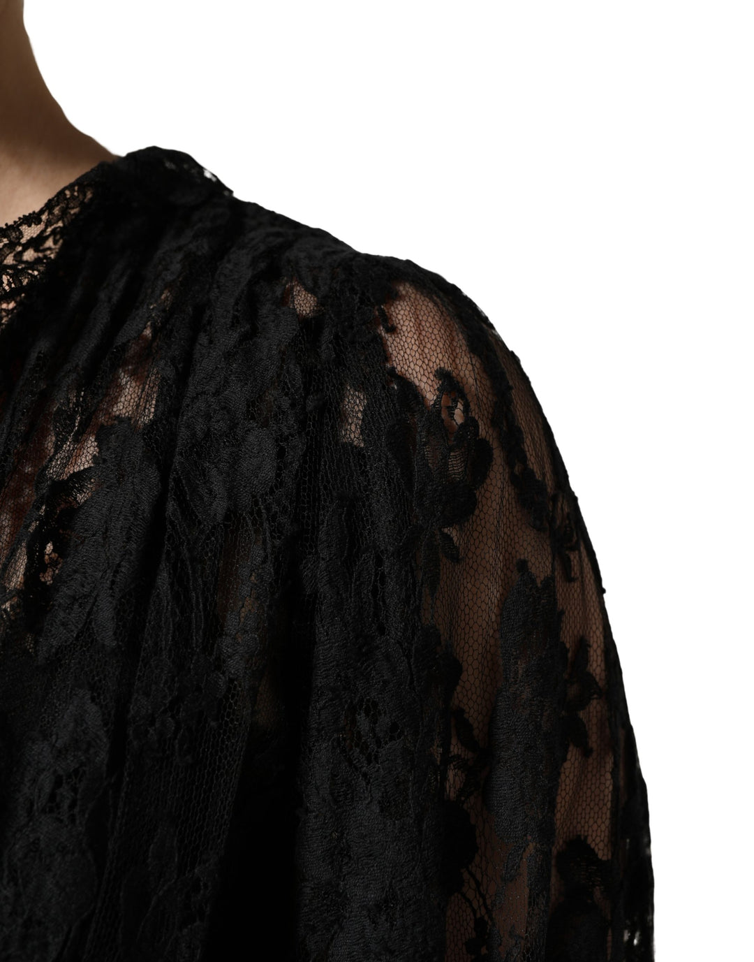 Dolce &amp; Gabbana Black Lace A-line Long Evening Gown Dress