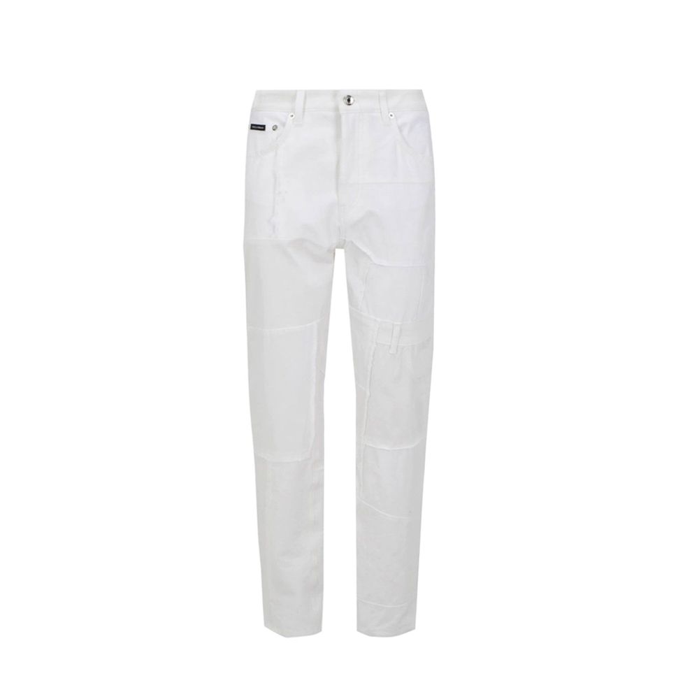 Dolce &amp; Gabbana White Cotton Straight-Leg Jeans