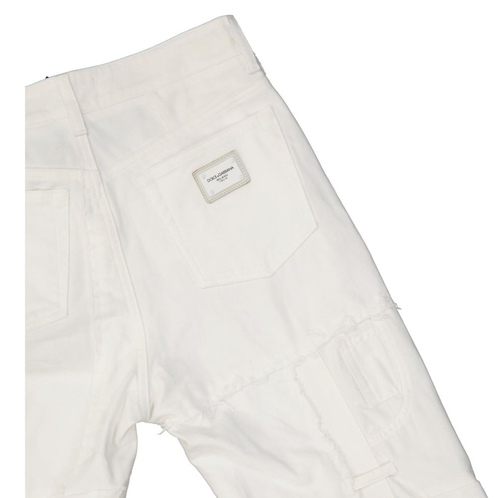 Dolce &amp; Gabbana White Cotton Straight-Leg Jeans