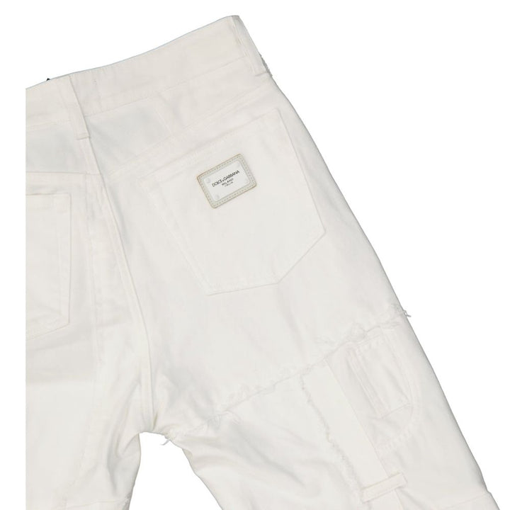 Dolce &amp; Gabbana White Cotton Straight-Leg Jeans