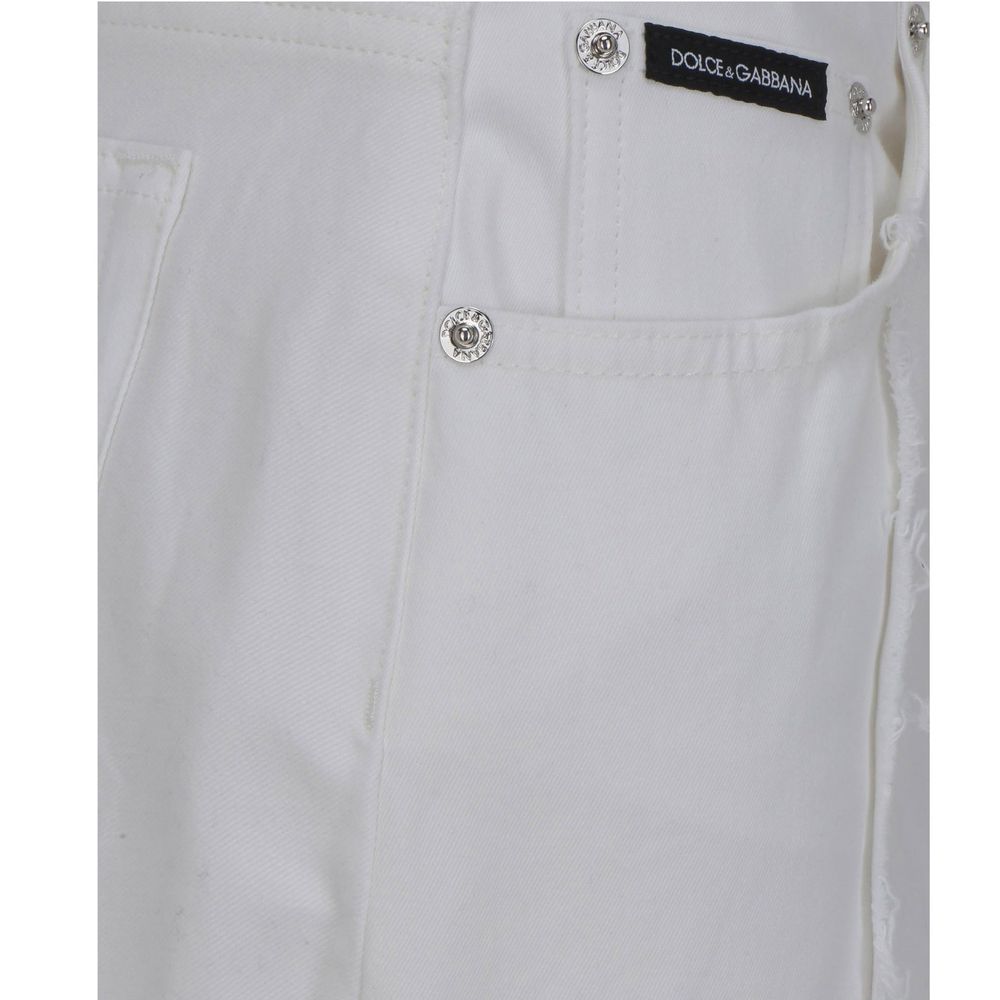 Dolce &amp; Gabbana White Cotton Straight-Leg Jeans