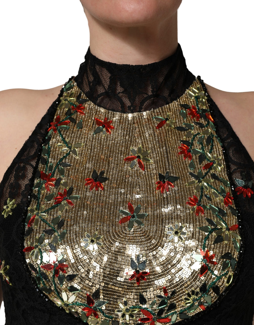 Dolce &amp; Gabbana Black Sequin Embellished Sheath Mini Dress