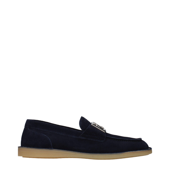 Dolce &amp; Gabbana Blue Leather Slip-On Loafers