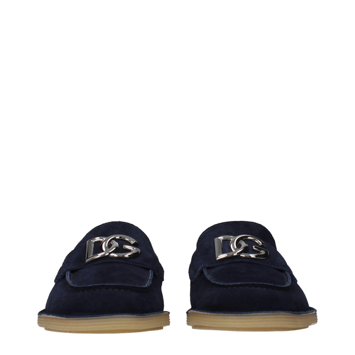 Dolce &amp; Gabbana Blue Leather Slip-On Loafers